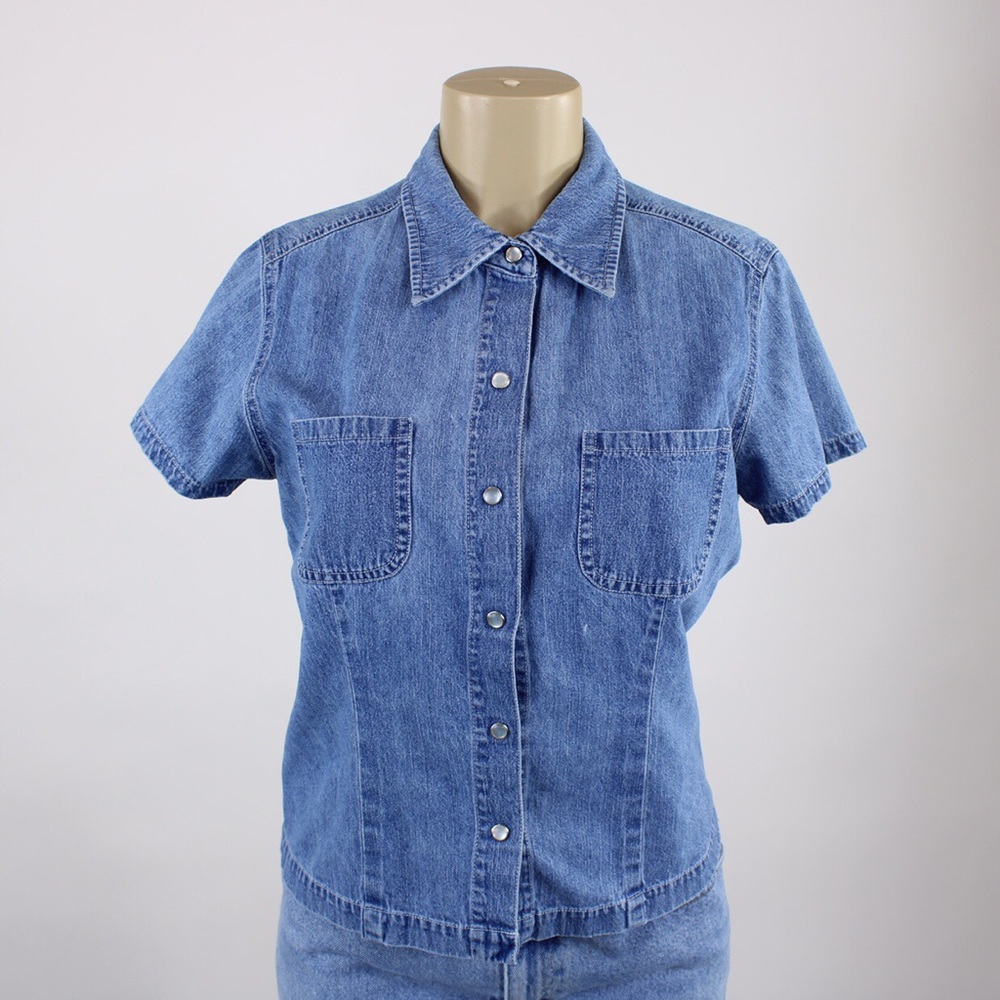 90s Gap blue jeans denim button down shirt